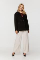 Krótki dwurzędowy płaszcz z wełną i alpaką w odcieniu czerni