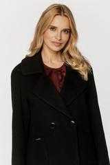 Krótki dwurzędowy płaszcz z wełną i alpaką w odcieniu czerni