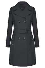 Czarny dwurzędowy płaszcz na wiosnę