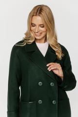 Długi zielony płaszcz o szerokim prostym kroju