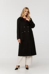 Długi czarny płaszcz o szerokim prostym kroju