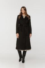 Jesienny płaszcz z wełny i alpaki w kolorze czarnym