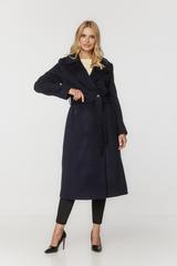 Jesienny płaszcz z wełny i alpaki w kolorze ciemnego granatu