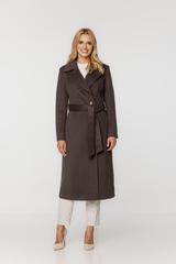 Jesienny płaszcz z wełny i alpaki w kolorze ziemistego brązu