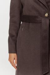 Jesienny płaszcz z wełny i alpaki w kolorze ziemistego brązu