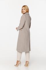 Wełniany szary płaszcz z patkami i zapięciem na guziki