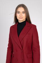 Bordowy dwurzędowy płaszcz włoskiej wełny premium