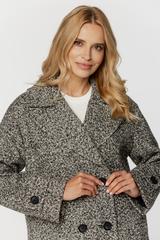 Wełniany krótki płaszcz w jodełkę z ocieplaną podszewką