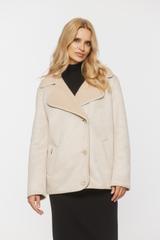 Śmietankowy krótki kożuszek z wykładanym kołnierzem