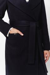 Płaszcz granatowy z paskiem i dużymi kieszeniami