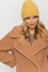 Biszkoptowy modny płaszczyk damski typu miś