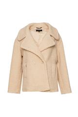 Waniliowy modny płaszczyk damski typu miś