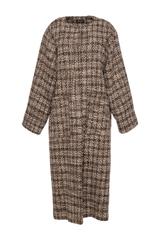 Płaszcz z grubej tkaniny boucle z dodatkiem wełny