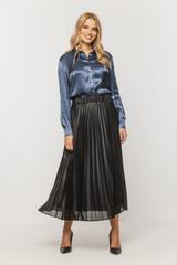 Plisowana czarna spódnica z błyszczącej tkaniny