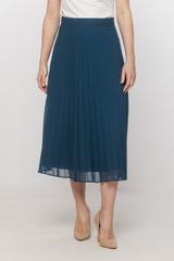 Plisowana spódnica midi z morskiego zwiewnego materiału