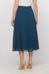 Plisowana spódnica midi z morskiego zwiewnego materiału