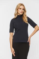 Półgolf z granatowej jednolitej dzianiny wiskozowej