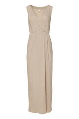 Połyskująca długa sukienka z kopertowym dekoltem