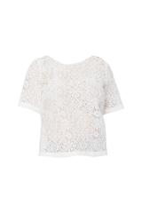 Prosta biała bluzka z bawełnianej koronki