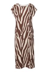 Simple brown and beige viscose dress