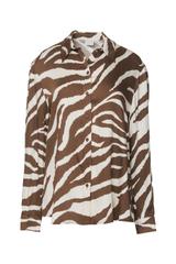 Prosta koszula z tkaniny wiskozowej w brązowy print