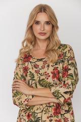 Prosta sukienka z rękawem nietoperz i marszczeniem w talii