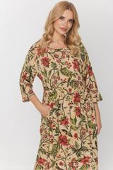 Prosta sukienka z rękawem nietoperz i marszczeniem w talii