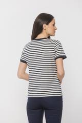 Prosty dzianinowy t-shirt w granatowe paski