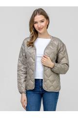 Przejściowa kurtka z pikowanej beżowej tkaniny