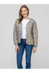 Przejściowa kurtka z pikowanej beżowej tkaniny