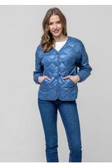 Przejściowa kurtka z pikowanej niebieskiej tkaniny