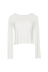 Krótka bluzka w kolorze ecru z długim rękawem