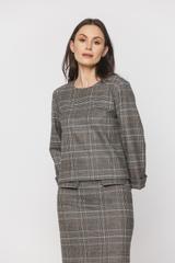 Pudełkowa bluzka w kratkę z wywijanym rękawem