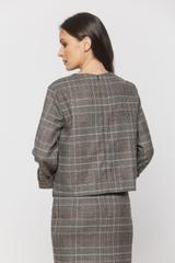 Pudełkowa bluzka w kratkę z wywijanym rękawem