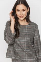 Pudełkowa bluzka w kratkę z wywijanym rękawem