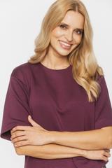 Pudełkowa bluzka z mięsistej śliwkowej dzianiny