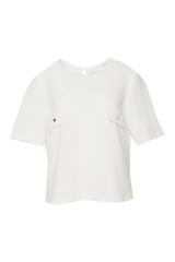 Pudełkowa kremowa bluzka z dzianiny boucle