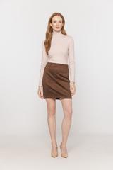A powder-coloured, stretchy turtleneck made from a delicately ribbed knit