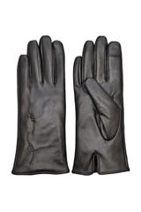 Black leather gloves with delicate decoration