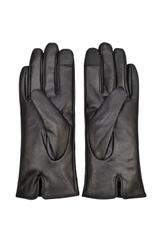 Black leather gloves with delicate decoration