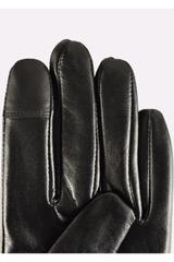 Black leather gloves with delicate decoration