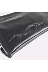 Black leather gloves with delicate decoration