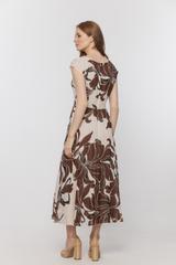 Rozkloszowana sukienka midi ze zwiewnej wiskozy