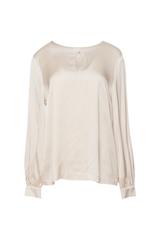 Satynowa beżowa bluzka w eleganckim stylu