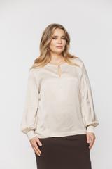 Satynowa beżowa bluzka w eleganckim stylu