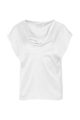 Satynowa bluzka w jasnym odcieniu z dekoltem typu woda