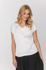 Satynowa bluzka w jasnym odcieniu z dekoltem typu woda