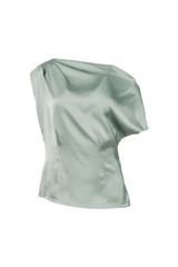 Satynowa kobieca bluzka z opadającym dekoltem