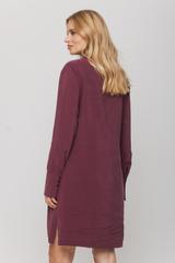 Śliwkowa koszulowa sukienka z  tkaniny modalowej