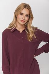 Śliwkowa koszulowa sukienka z  tkaniny modalowej